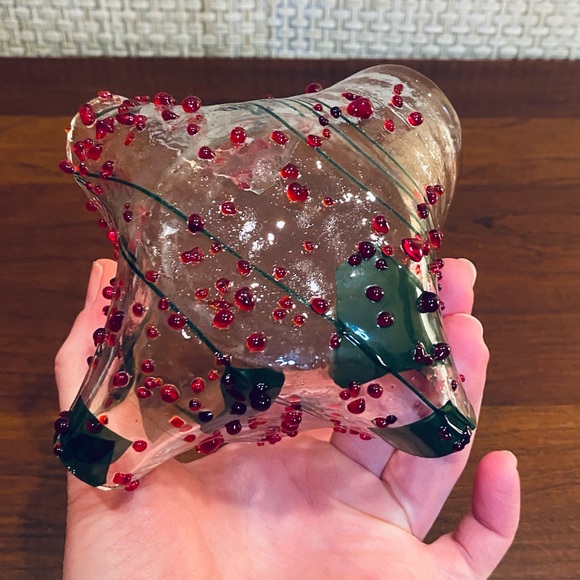 🎄🌟HP🌟Set of 2 Holly Art Glass Tealight Holders Christmas Décor by A Abrahams - Picture 9 of 10